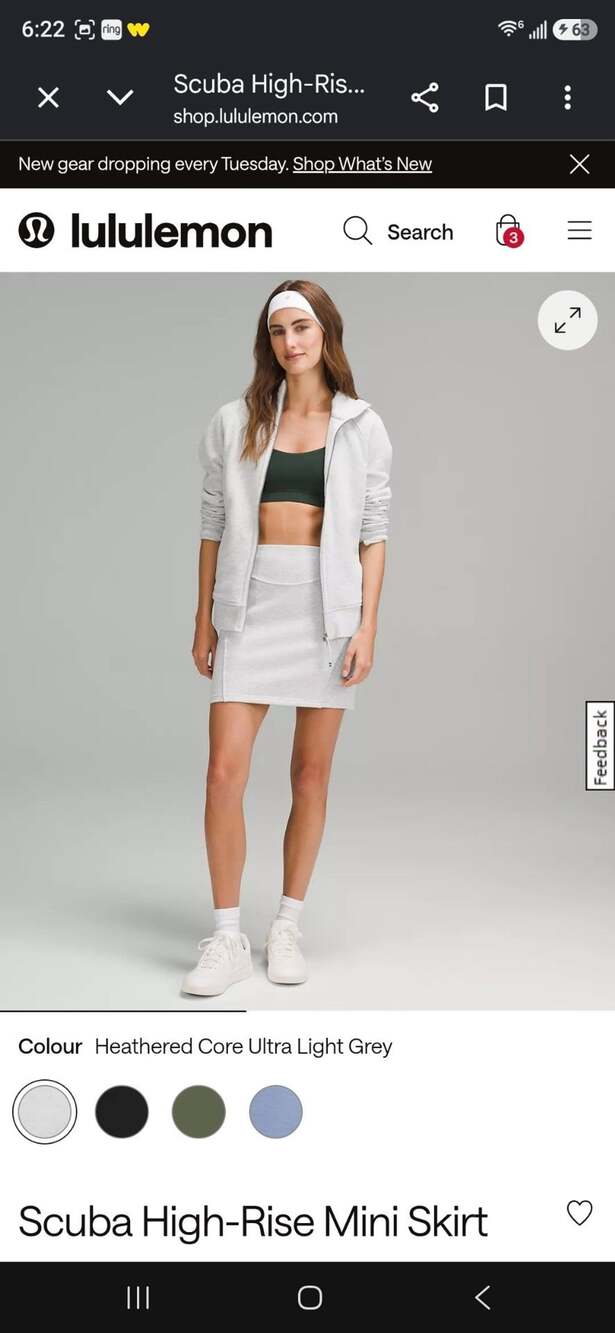 Lululemon Scuba High-Rise Mini Skirt Heathered Core Ultra Light Grey